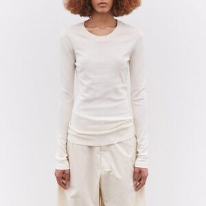 Lemaire cream ribbed long sleeve top